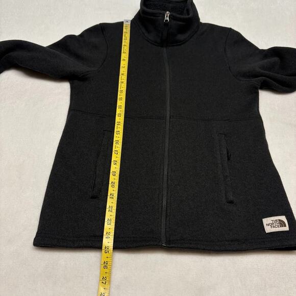 The North Face Crescent Full Zip Faux Sherpa Lined Sweater Jacket Black Size M - Picture 9 of 9